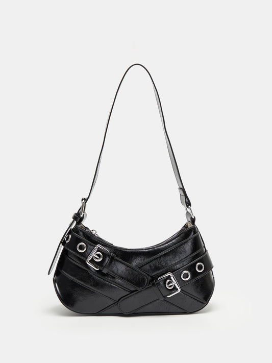 Bolso bandolera liso con forma de cubo