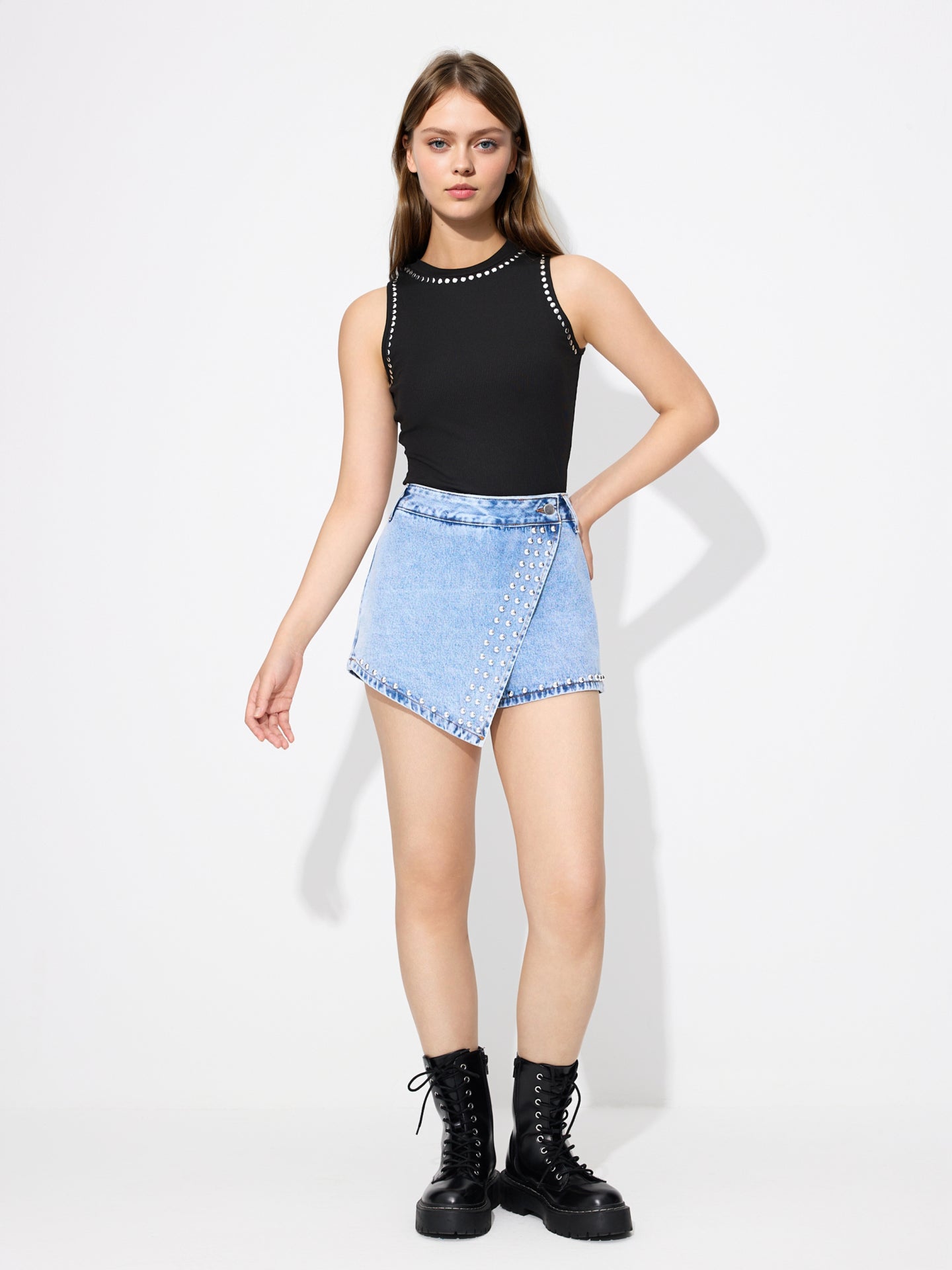 Shorts vaqueros tipo culotte