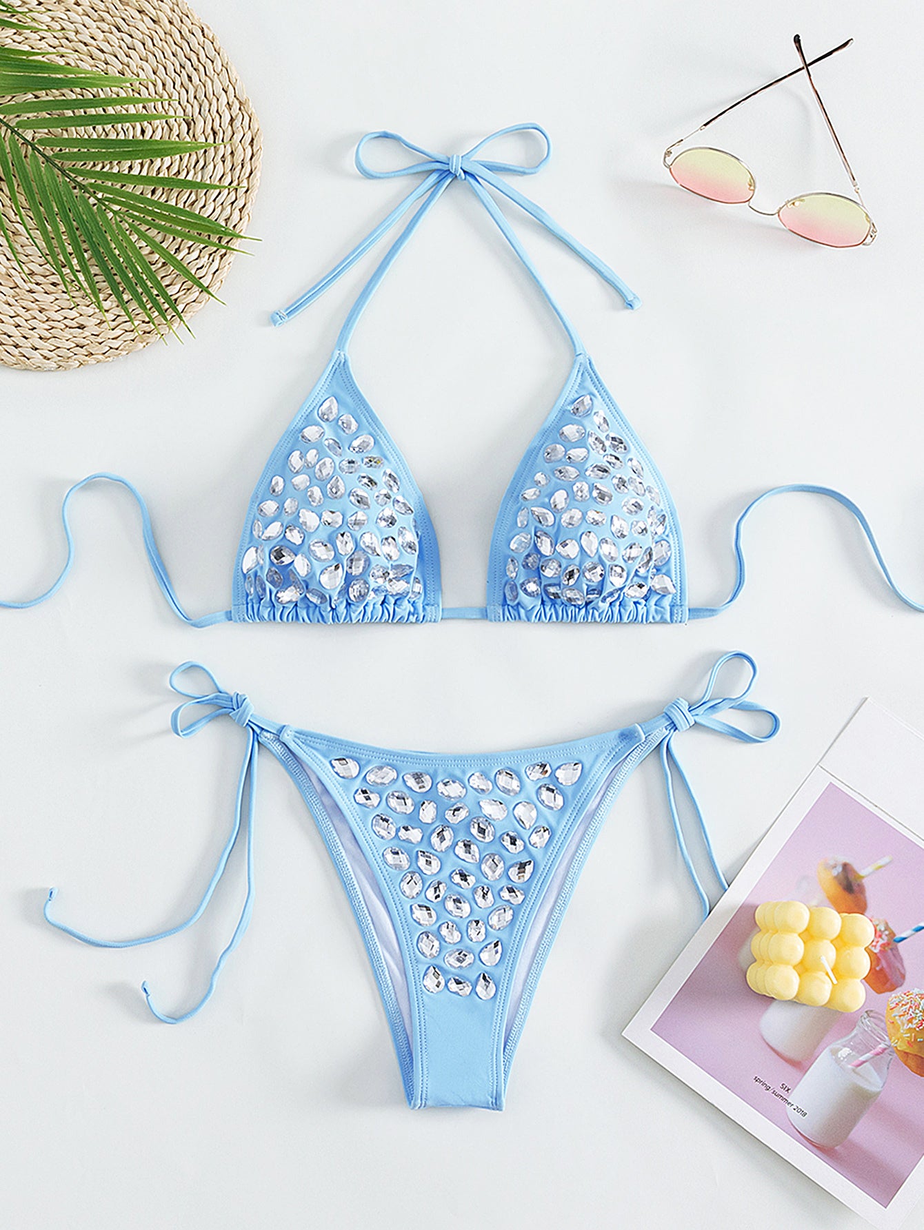 Conjunto de bikini con diamantes de imitación