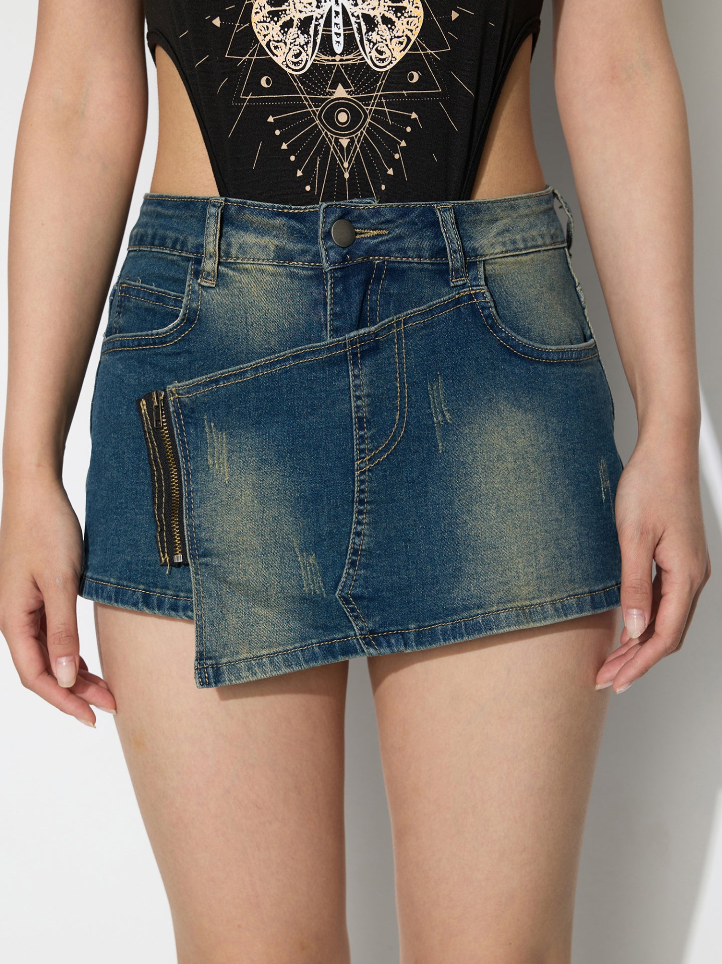 Shorts vaqueros con cremallera