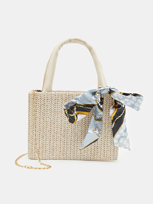 Bolso de hombro estructurado con tejido de cesta