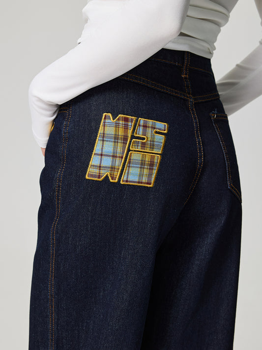 Jeans rectos con patchwork