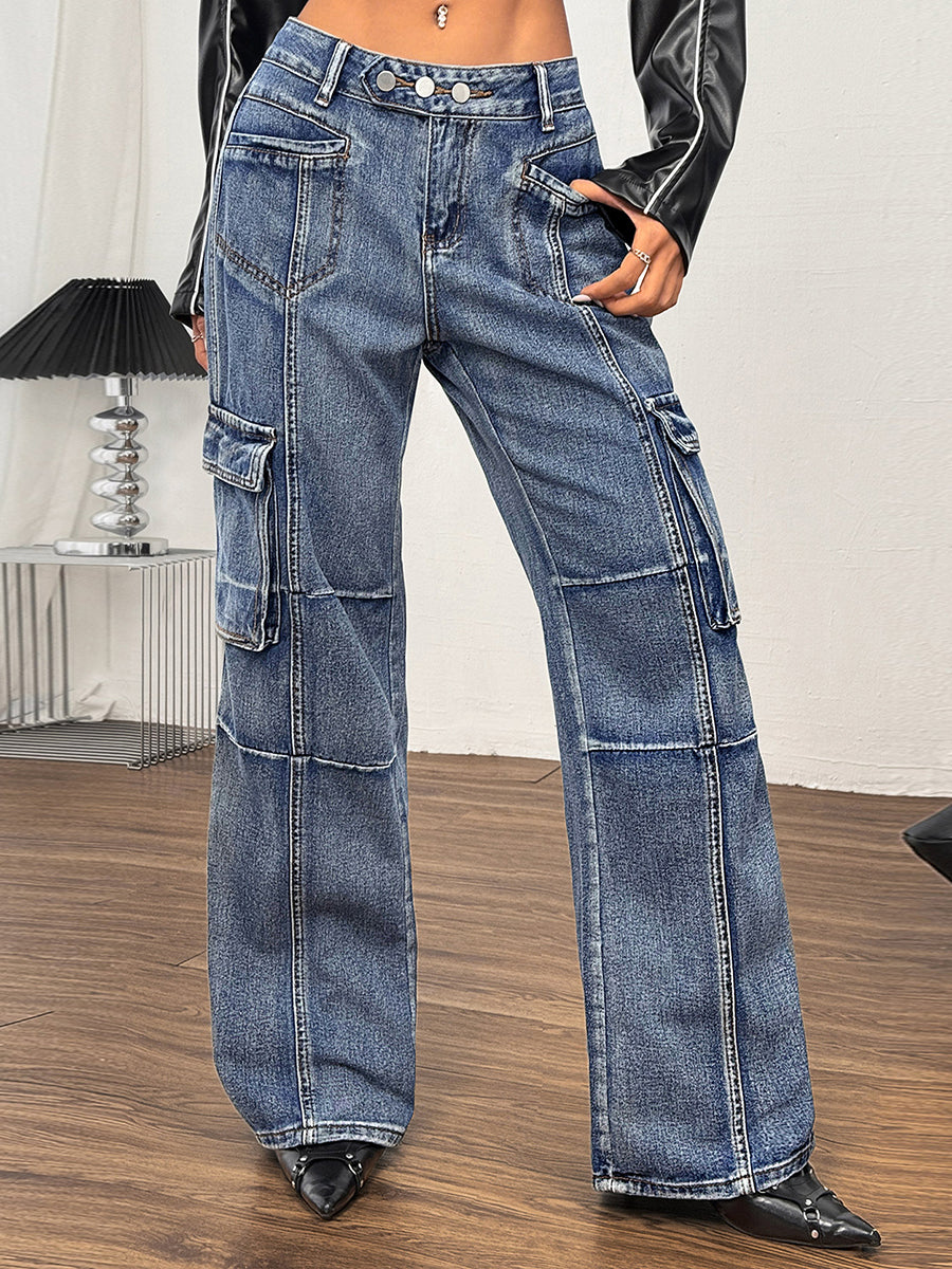 Jeans rectos con botones