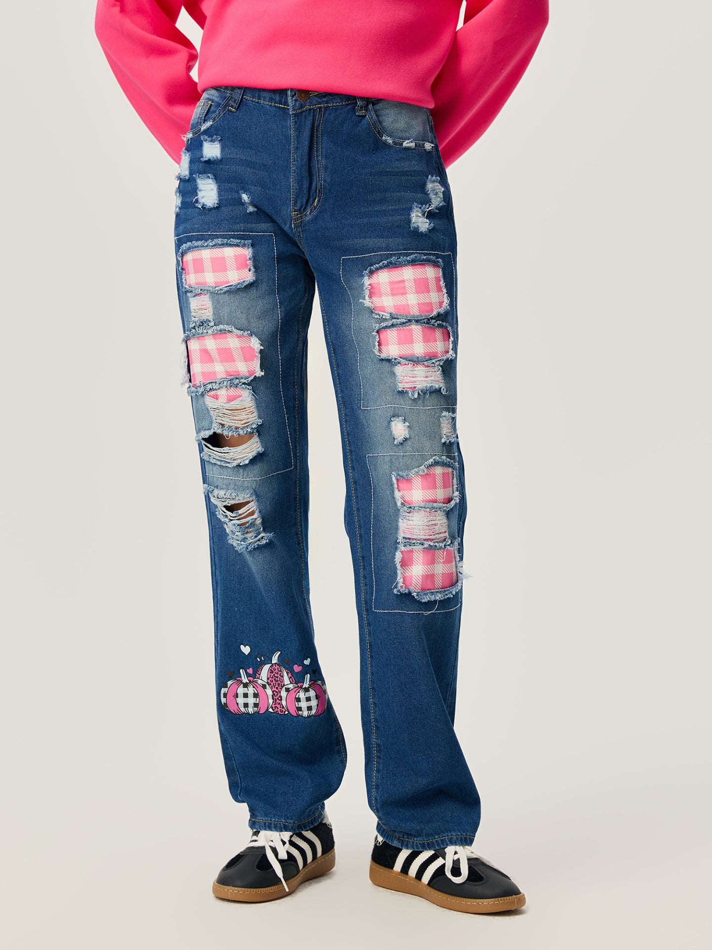 Jeans rectos con patchwork