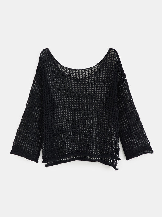 Top transparente de punto de crochet