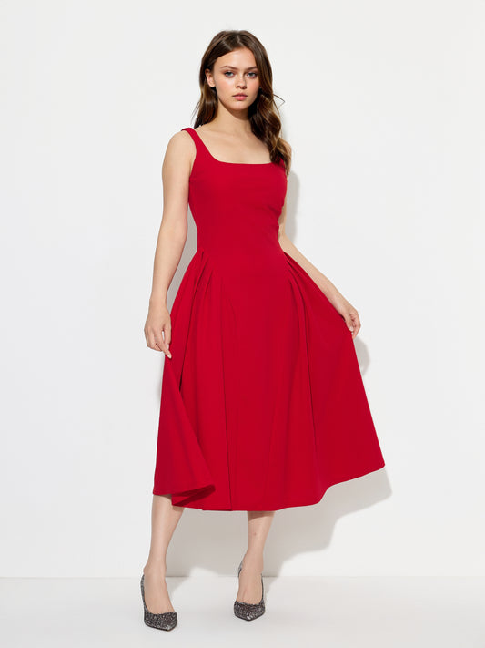 Vestido plisado acampanado