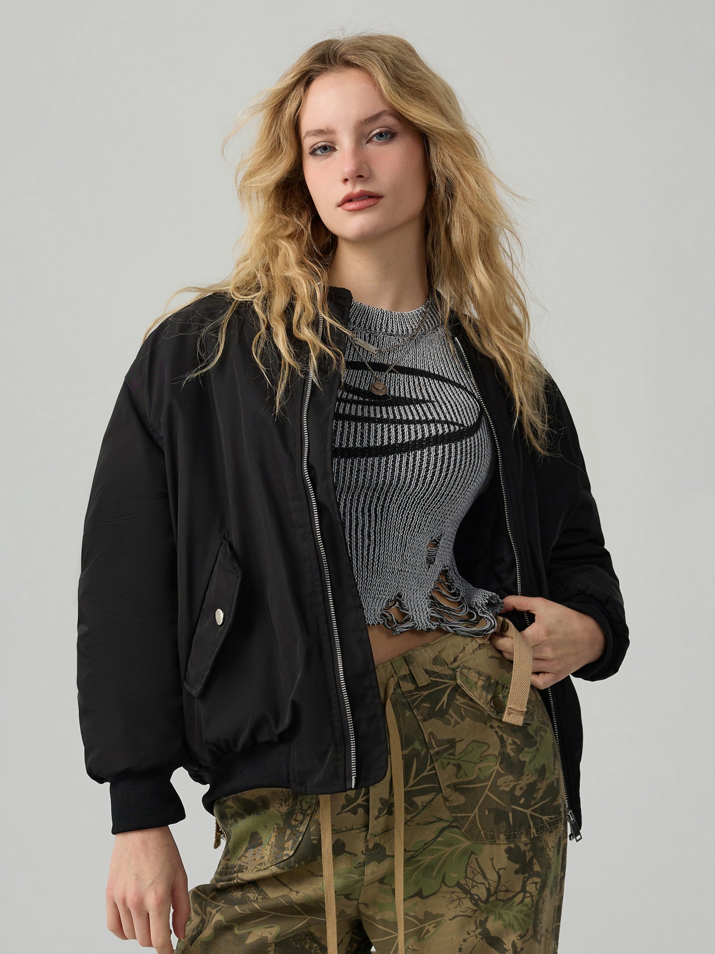 Chaqueta bomber fruncida