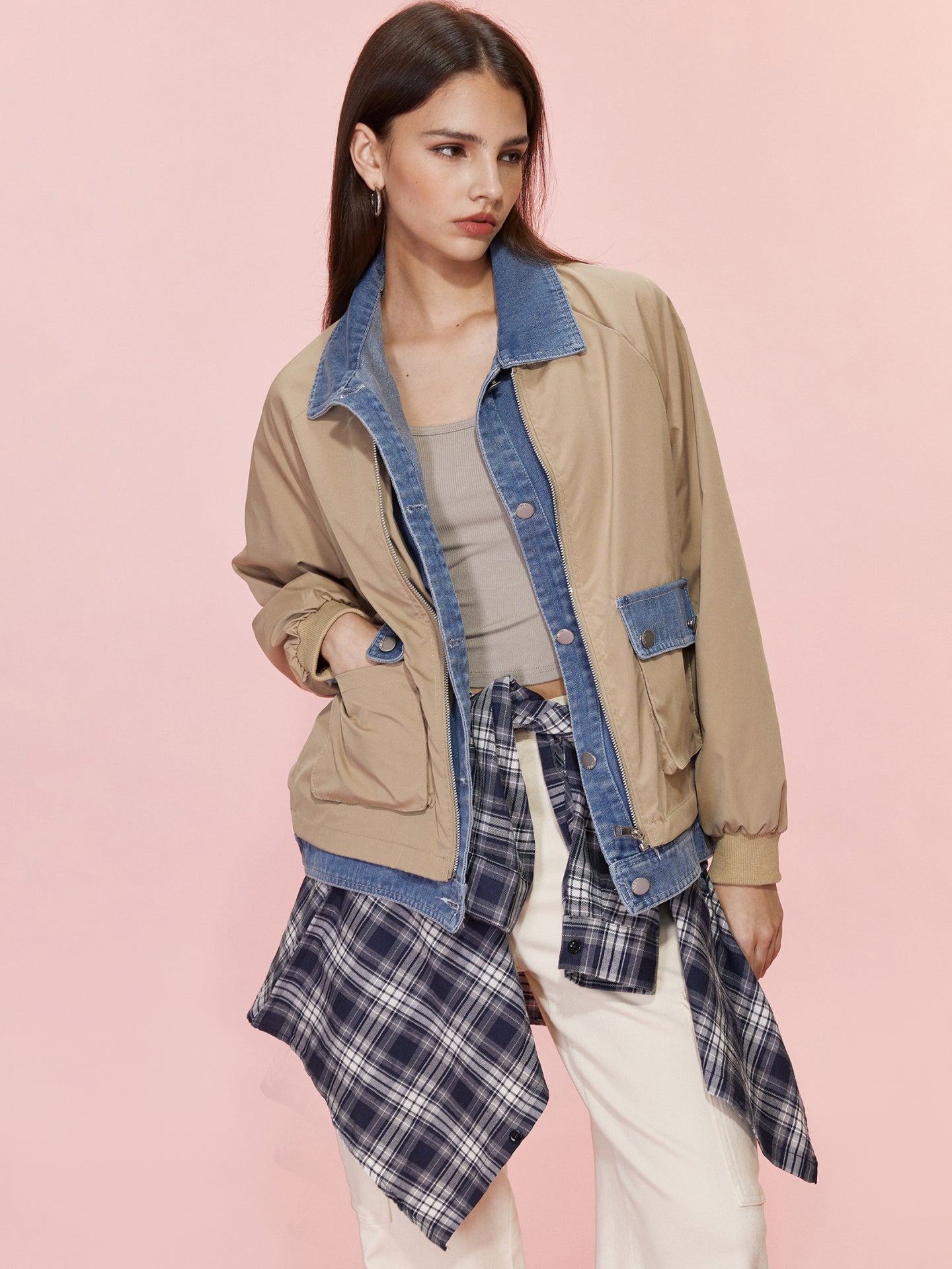 Chaqueta utilitaria de patchwork